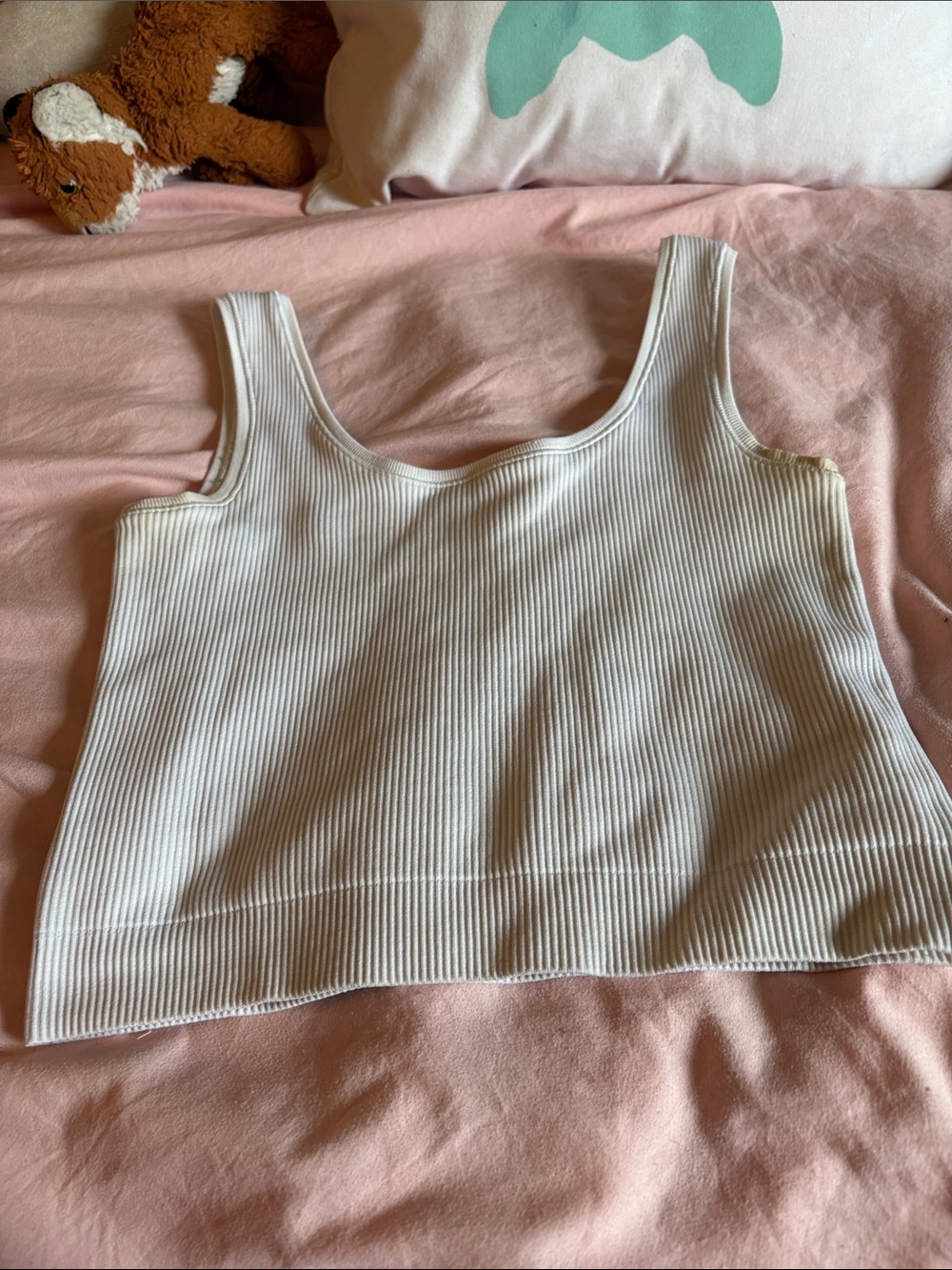 Athleta White Ribbed Scoop Tank